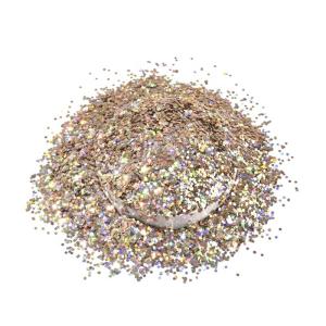 Quality Super Shiny Epoxy Chunky Champagne Glitter PET Solvent Resistance Customized for sale