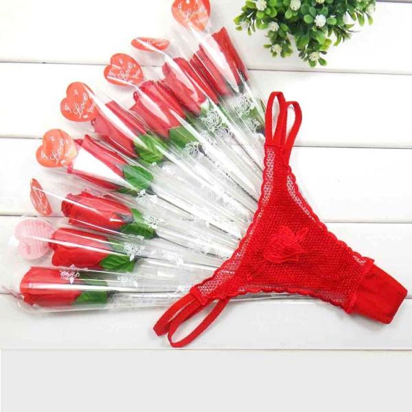 Red Lace Sexy Rose Panties Free Size Underware Logo Customized