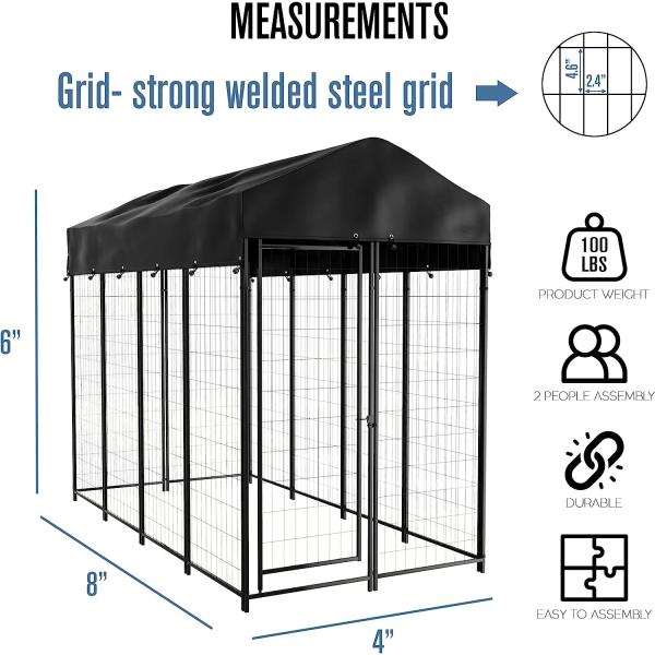 6'' X 10'' Extra Large Heavy Duty Dog Kennel House Outside Welded Wire Metal