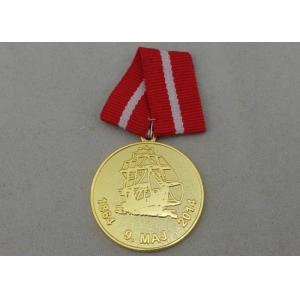 China Die Stamped Custom Awards Medals Brass With Gold Plating And Special Ribbon on sale