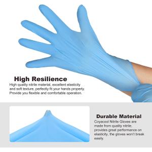 9 Inch Blue Disposable Medical Nitrile Hand Gloves Smooth Surface