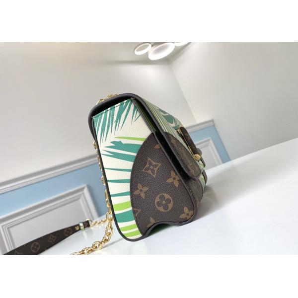 M5028Silk-Screen Luxury Chain Bag Genunie Leather And Carvas Luxury Chain Bag Rippel Bottom Cross-Body Bag