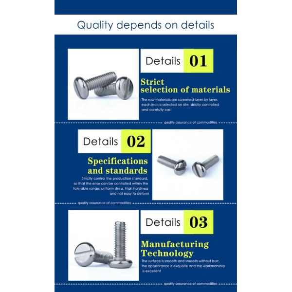 M1.6 M2 M2.5 M3 Slotted Head Screw Stainless Alloy Steel Fasteners