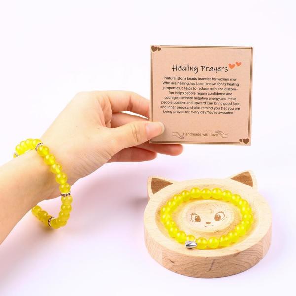 Elastic Round 8mm Gemstone Bead Yellow Jade Crystal Bracelets OEM ODM