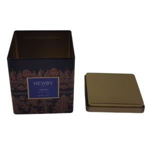 Vintage Square Tea Tin Caddy With Double Lid And 3D Embossing