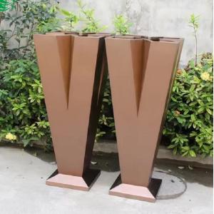 Indoor plant growing chrome steel flowers pots and planters