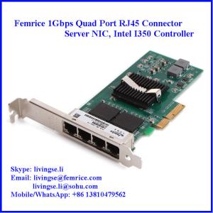 10/100/1000Mbps 4 Ports RJ-45 Connector Gigabit Ethernet Server Adapter, Copper Adapter