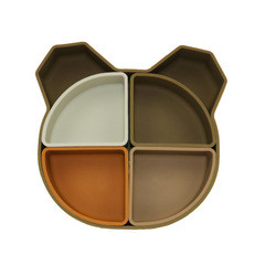 Bear Panda Shape Toddler Silicone Plates Set Non Toxic Eco Friendly