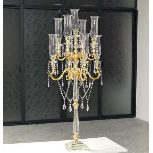 5 Arm 9 Arms Gold Metal And Crystal Candelabra Wedding Centerpieces 130CM
