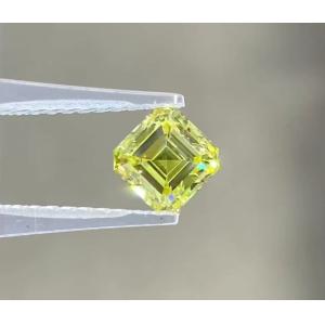 Synthetic High Clarity vS1 Lab Grown Yellow Diamond Asscher Shaped