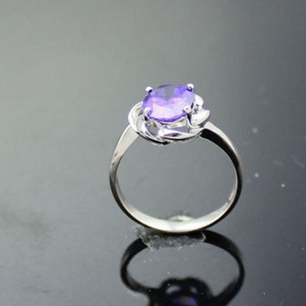 18k Rose Gold Plated Sterling Silver Engagement Ring with Pink Cubic Zirconia(F66)