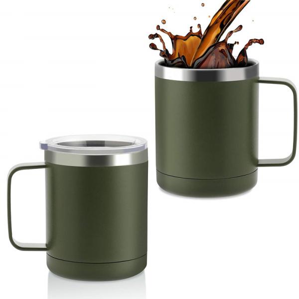 22 Oz Insulated Coffee Mug With Handle / Lid Double Wall Stainless Steel