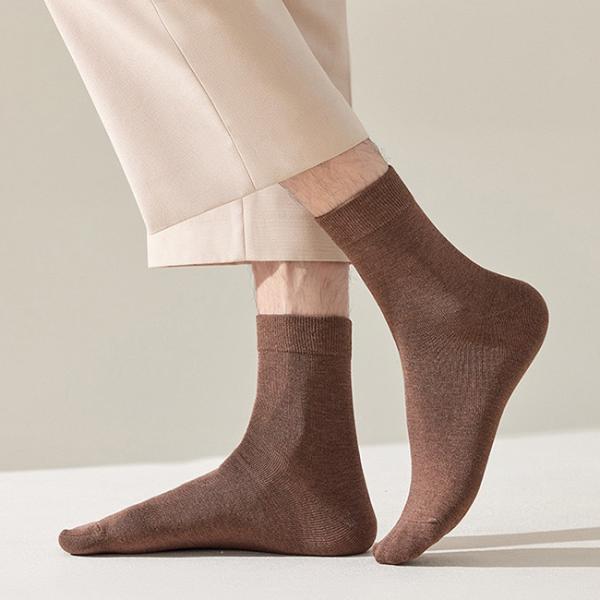 Custom Logo Comfortable Solid Color Crew Socks Neutral Bamboo Fiber Socks