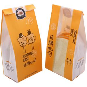 Custom Logo Printing Food Delivery Takeaway Stand Up Paper Bags With Clear