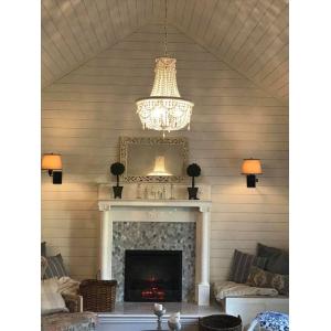 Vintage White Wood beaded chandelier for the kitchen foyer chandelier(WH-CI-149)