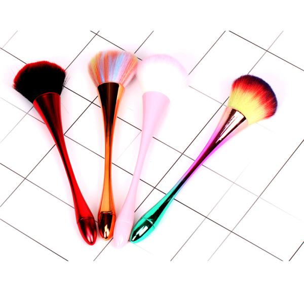 Synthetic Hair Long Handle Nail Art Dust Brush for Smooth and Thorough Powder Removal