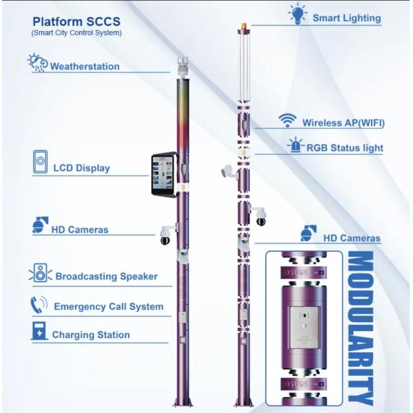 Buy Smart System Control LED Secreen Outdoor Lighting Pole Smart Remote Lights Pole at wholesale prices