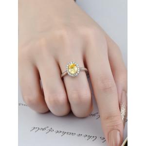 Oval Cut Lab Diamond Jewelry Lab Created Canary Diamond Rings 1ct