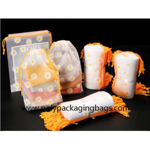Quality 2 Colors Gravure Printing Frosted CPE Drawstring Packaging Bags Drawstring Travel Pouch for sale