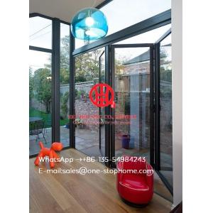 Aluminum alloy hurricane impact bi-fold door design,folding doors with internal