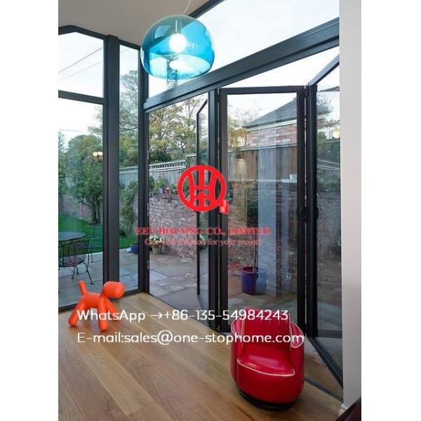 Aluminum alloy hurricane impact bi-fold door design,folding doors with internal shutter and blinds
