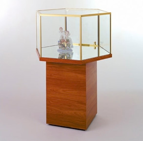 Buy Custom Made Glass Showcase Cabinet Hexagonal Retail Jewelry Display Cases at wholesale prices