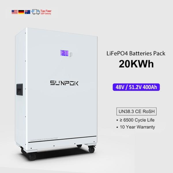 Buy Factory 20kw 51.2V Lifepo4 Batteries  48V 400ah Lithium Iron Battery  LFP Powerwall Home Solar Energy Storage System at wholesale prices