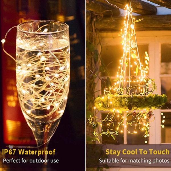 Battery Operated Blue String Lights 100 LED Copper Wire Twinkle Lights For Christmas DIY Decor