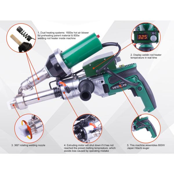 220V Motor Protection 2.0KG / H extruding speed Extrusion Welder