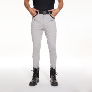 High Elestic Breathable Mens Riding Breeches Grey Knee Silicone Equestrian Pants
