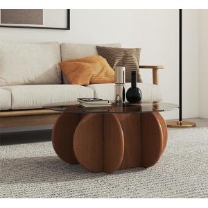 Simple Light Luxury Solid Wood Acrylic Coffee Table Living Room Round Tea Table