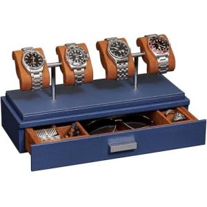 ROTHWELL Luxury Watch Display Case for 4 Watches – Leather Watch Box with