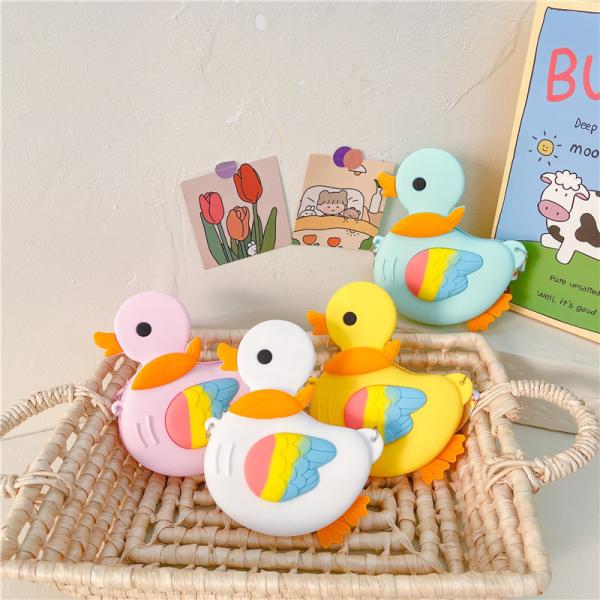 Cartoon Small Crossbody Bag For Teen Girls Silicone Bunny Duck Purse Handbag Kids Waterproof Shoulder Bag Makeup Bag