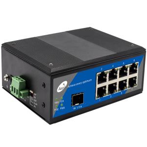 Quality Industrial POE Ethernet Fiber Switch Full Gigabit 1 SFP and 8 POE Ports for sale