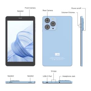 C idea 8 inch Wifi Tablet with 8+512GB Storage Quad Core Processor 800x1280 IPS