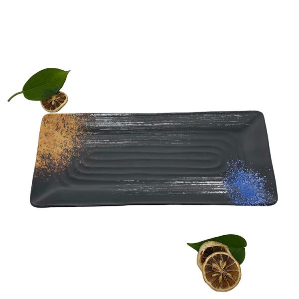 Buy Restaurant Melamine Rectangle Plates Smooth Melamine Matte Black Dinner Plates at wholesale prices