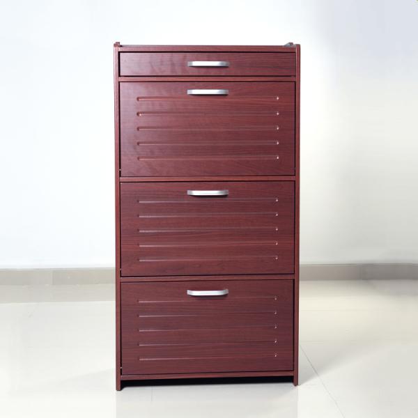 Three Layer European 120*63*30cm Melamine MDF Mirrored Shoe Cabinet