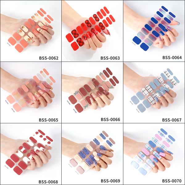 Real Nail Polish Sticker Pink Flower Gel Nail Wraps with Eco-friendly Plastic Material