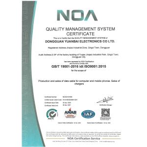 Dongguan Yuanbai Electronics Co.,LTD Certifications