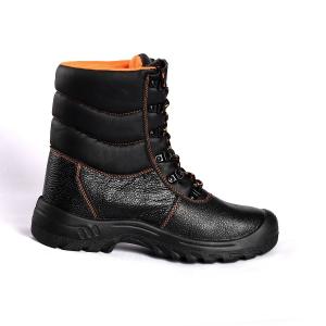 Black Leather Cut Steel Toe Protection Anti Slip Function Action Safety Shoes