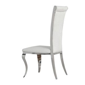 White Leather SS Dining Chairs Apartment Stainless Steel Metal Furniture