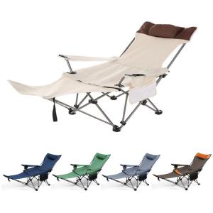 Outdoor Camping Portable Folding Beach Chair with Armrest and Removable Armrest