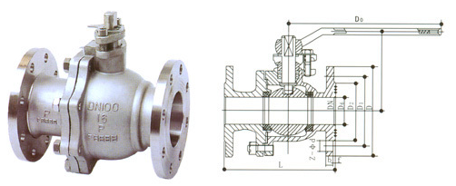 PN16 Hand Operated Two Way Ball Valve 2" Locking Flange Type For Water