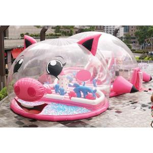 Quality Commercial Pink Pig Inflatable Playground With Bubble Tent Cover for sale