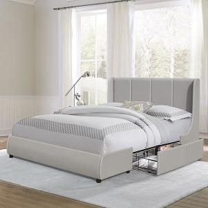 Quality PU Tufted Upholstered Bed Frame Double Queen Size With Storage Metal Drawers for sale