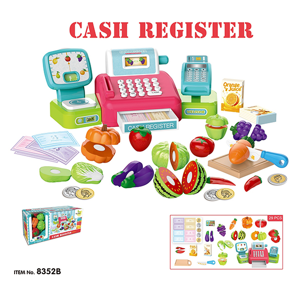 14 " Beauty Sets Pretend Shopping Cashier Children's Play Toys W / Caculation LED Screen 19Pcs