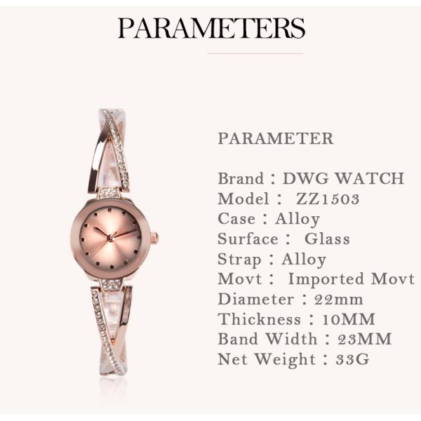 Japan Movt Alloy Quartz Lady Wrist Watch Stainless Steel Back Water Resistant