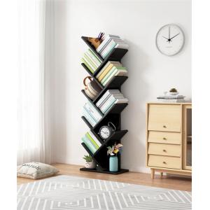 SGS Floor Wooden Tree Shelf Bookcase Corner Black Tree Bookshelf