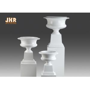 Large Fiberglass Flower Pots Glossy White Modern Style