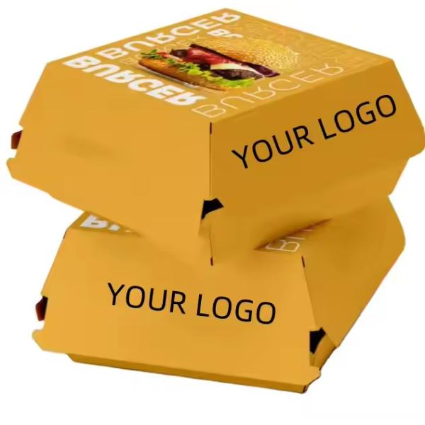 Eco-Friendly Burger Box Fast Food Takeaway Packaging Custom Printed for Customer